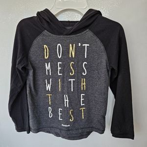 Girls Reebok hooded long sleeved tee. Black & gray. Size XS